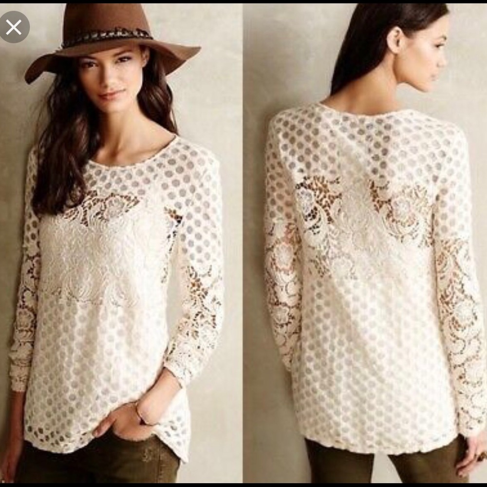 Anthro Sunday in Brooklyn Long Sleeve Lace Top